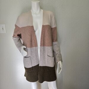 Madewell Colorblock Wool Open Front Cardigan Size L